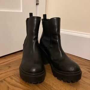 Black Chunky Platform Ankle Boots